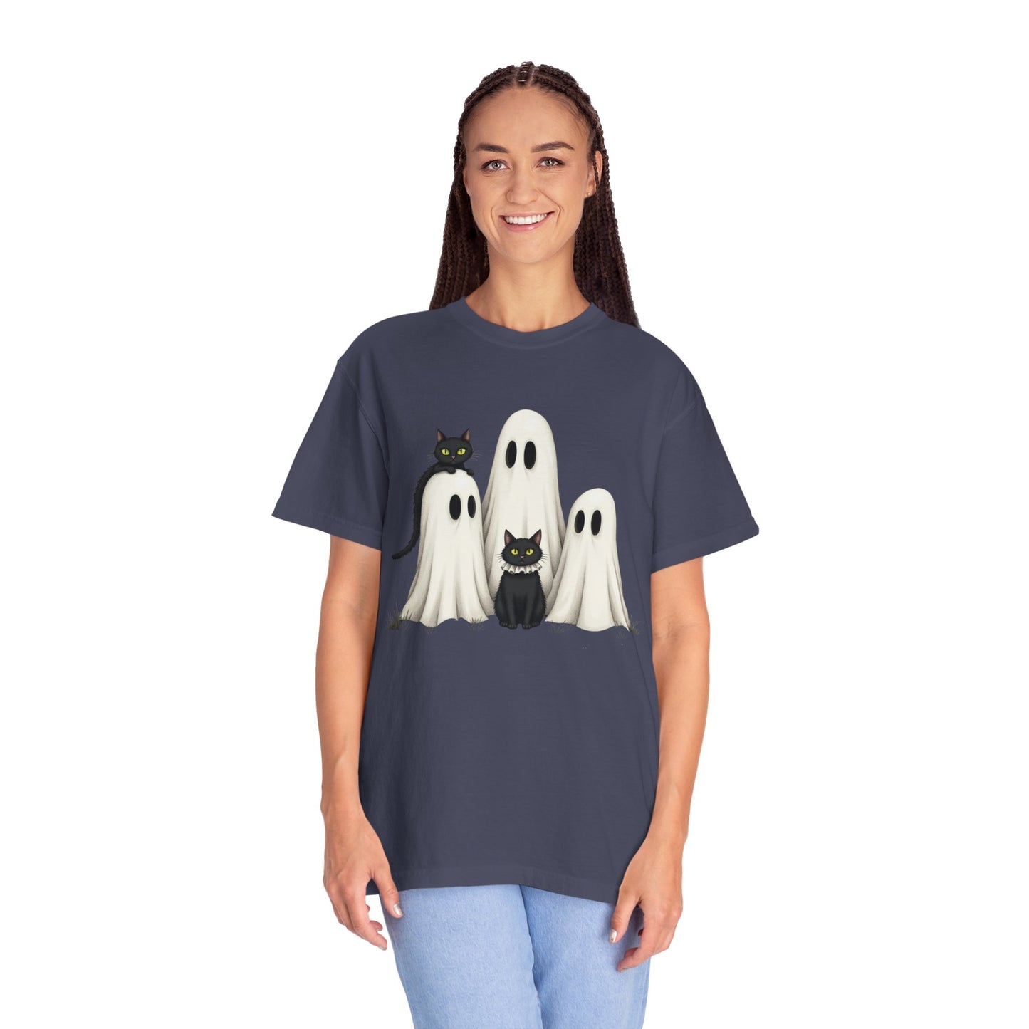 Black Cat and Ghosts  Garment-Dyed T-shirt