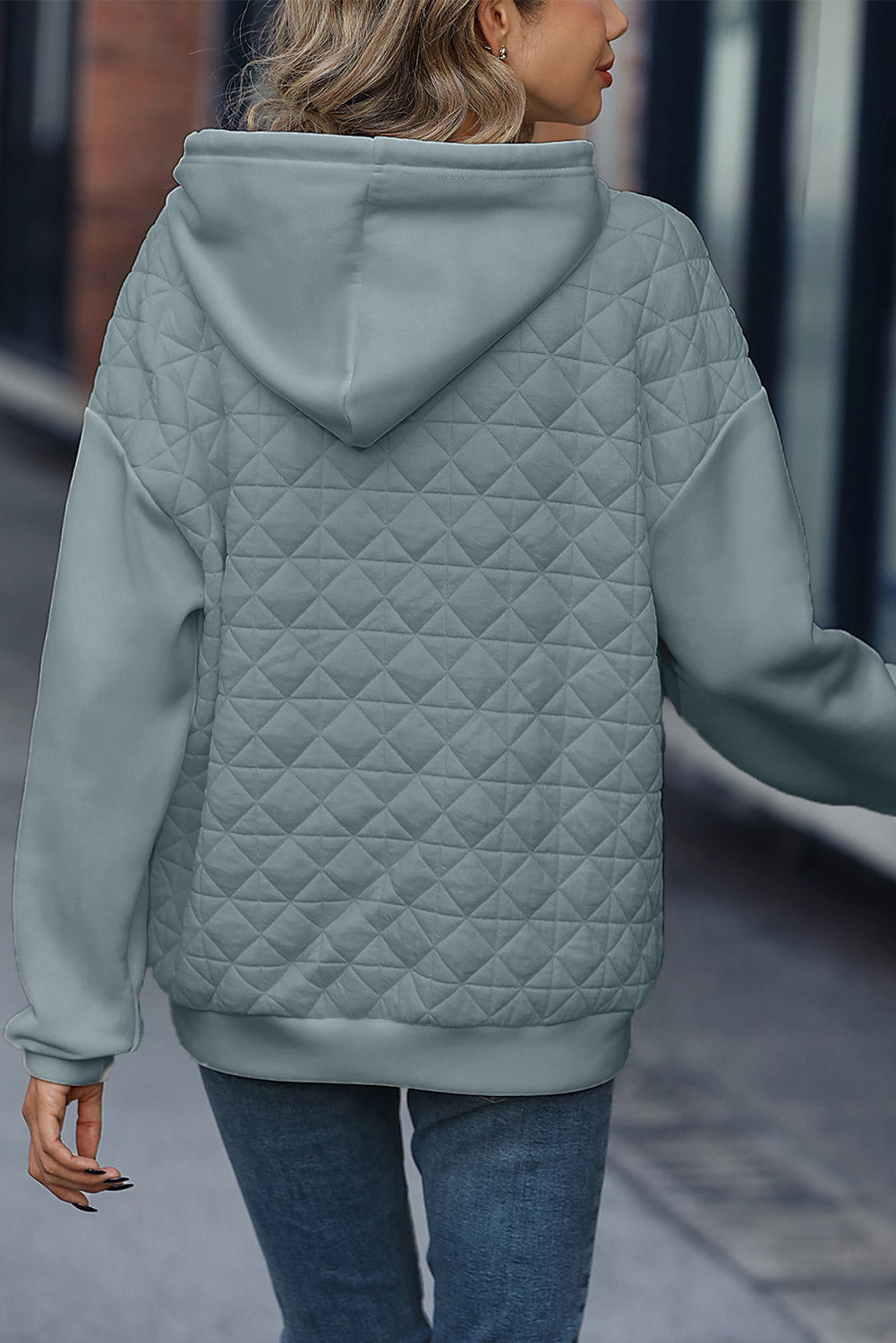 Parchment Quilted Patchwork Exposed Seam Hoodie
