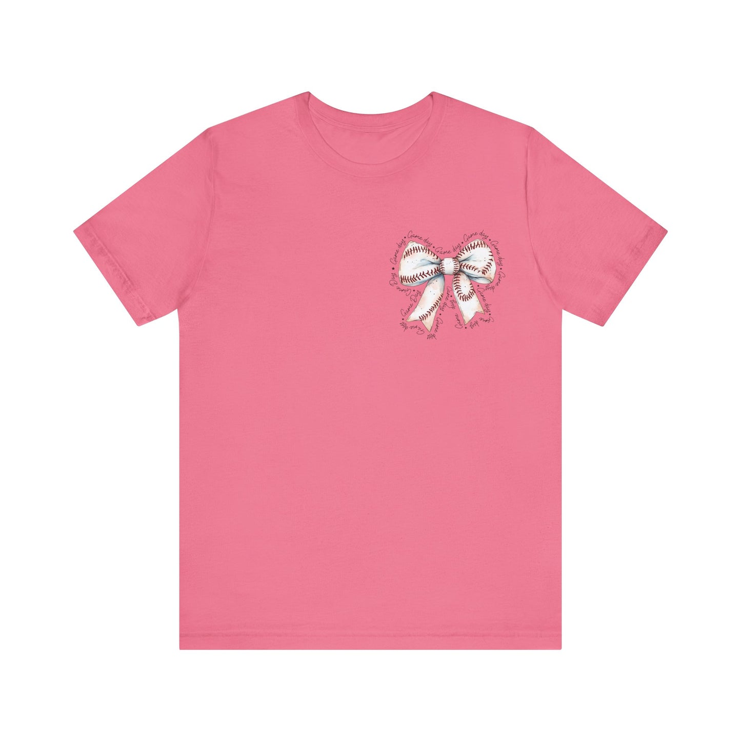 Baseball Game Day Bow Pocket Jersey Short Sleeve Tee