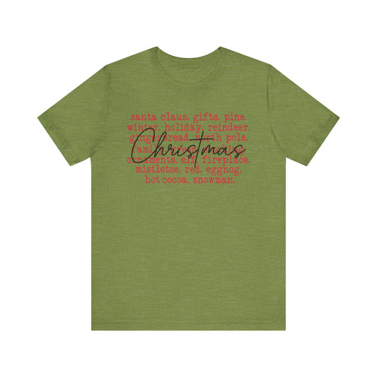 Christmas Words Jersey Short Sleeve Tee