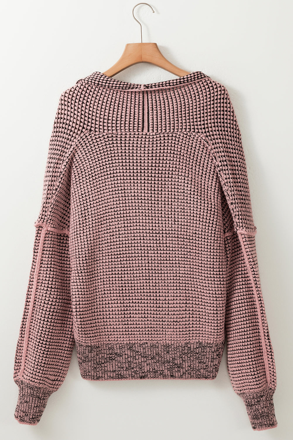Apricot Chunky Waffle Knit Oversized Collar Cardigan
