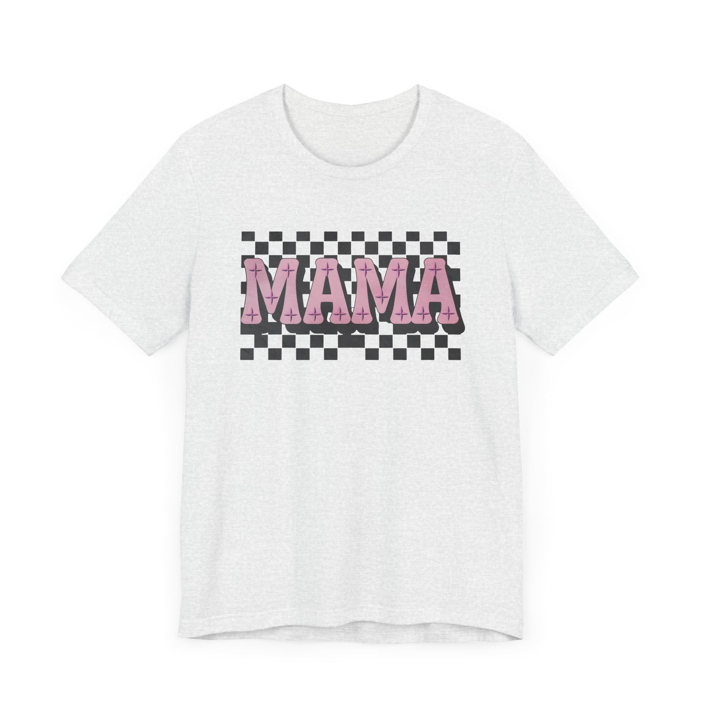 Mama Checkered Background Jersey Short Sleeve Tee