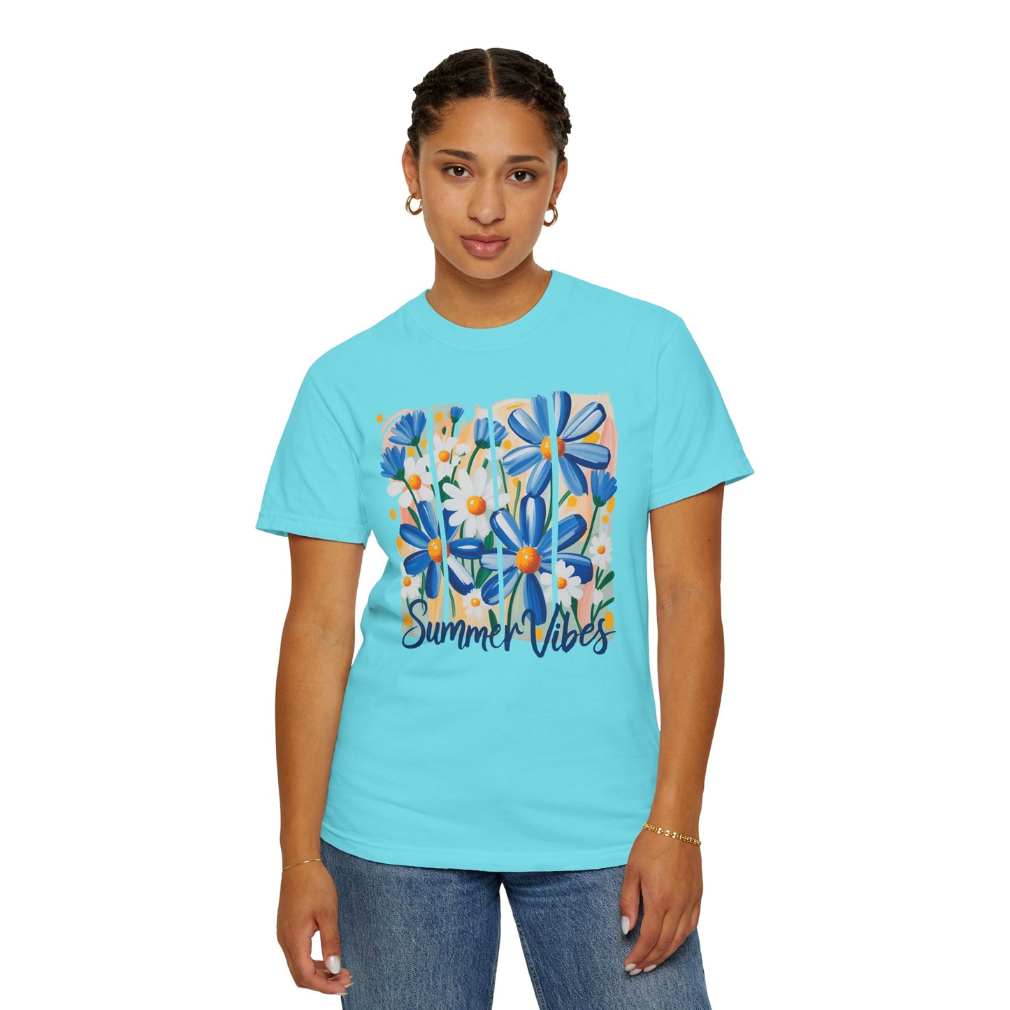 Blue Daisy Summer Vibes Garment-Dyed T-shirt