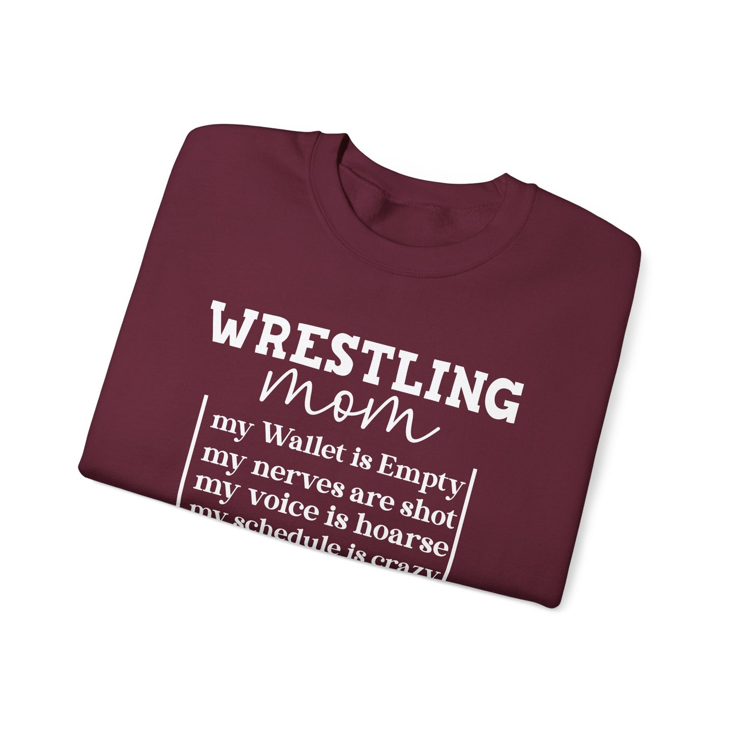 Wrestling Mom Heart Is Full Heavy Blend™ Crewneck Sweatshirt