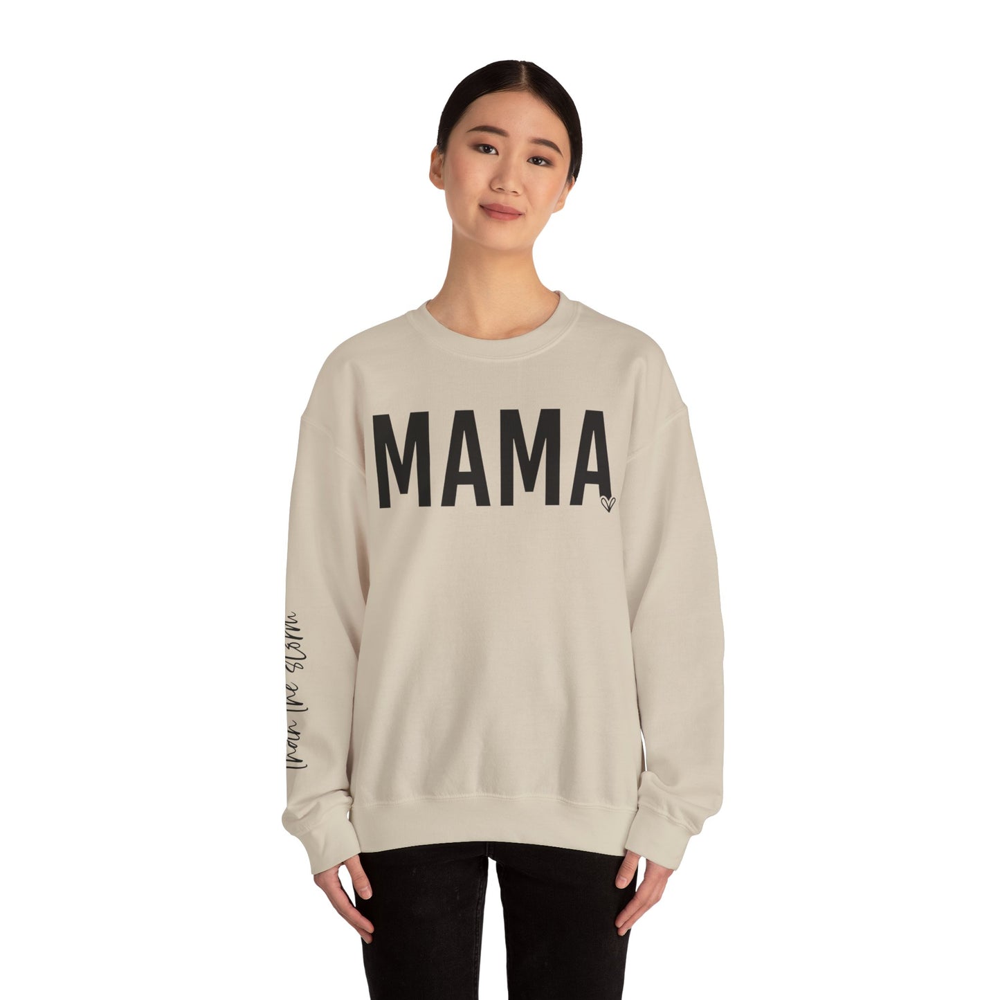 Mama Stronger Than The Storm Sleeve Heavy Blend™ Crewneck Sweatshirt