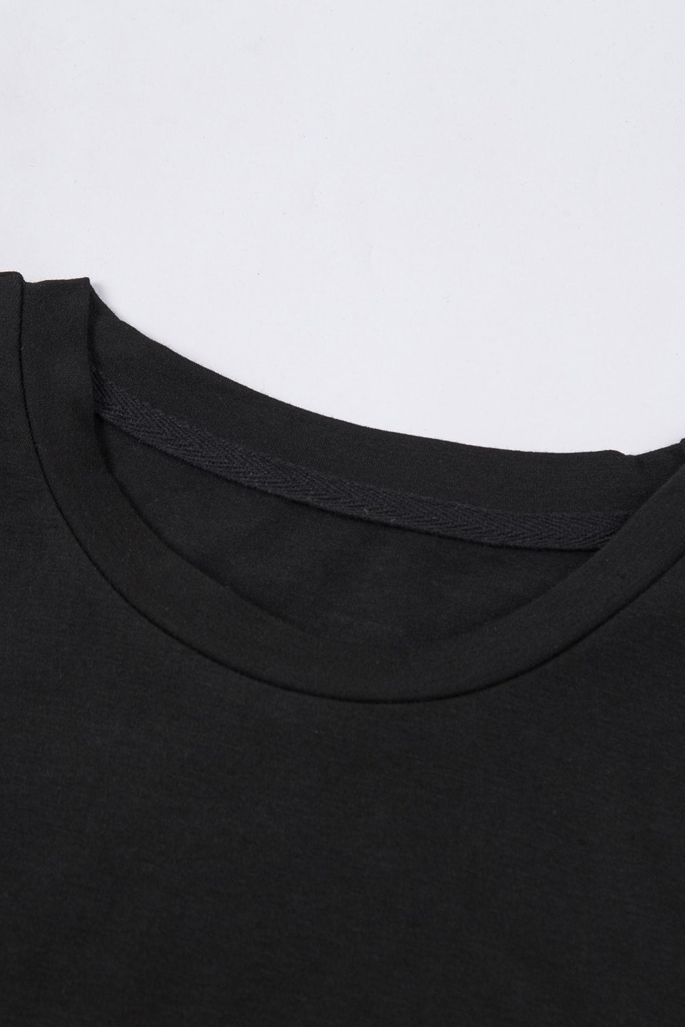 White Round Neck Rolled Sleeve Plus Size T-shirt