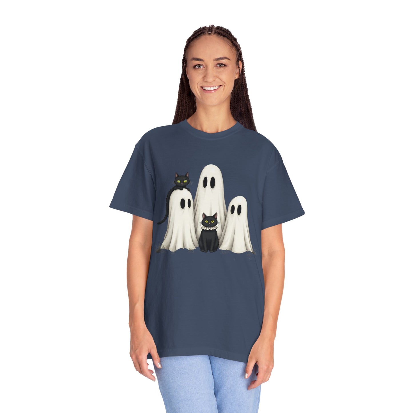 Black Cat and Ghosts  Garment-Dyed T-shirt