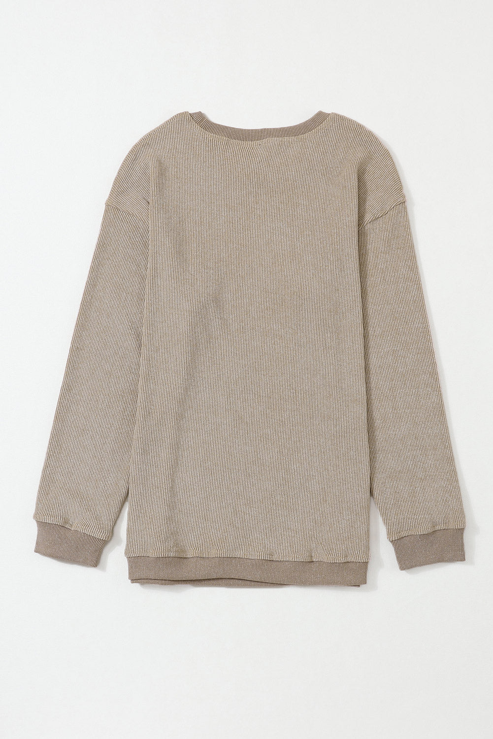 Black Plus Size Corded Round Neck Sweatshirt