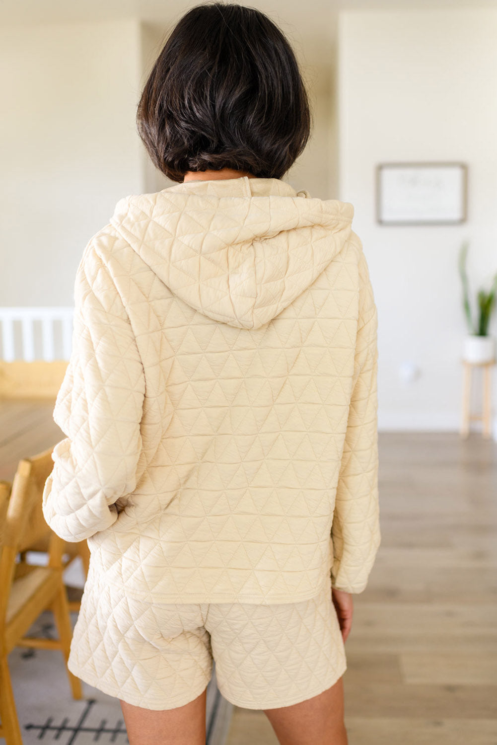 Parchment Quilted Patchwork Exposed Seam Hoodie