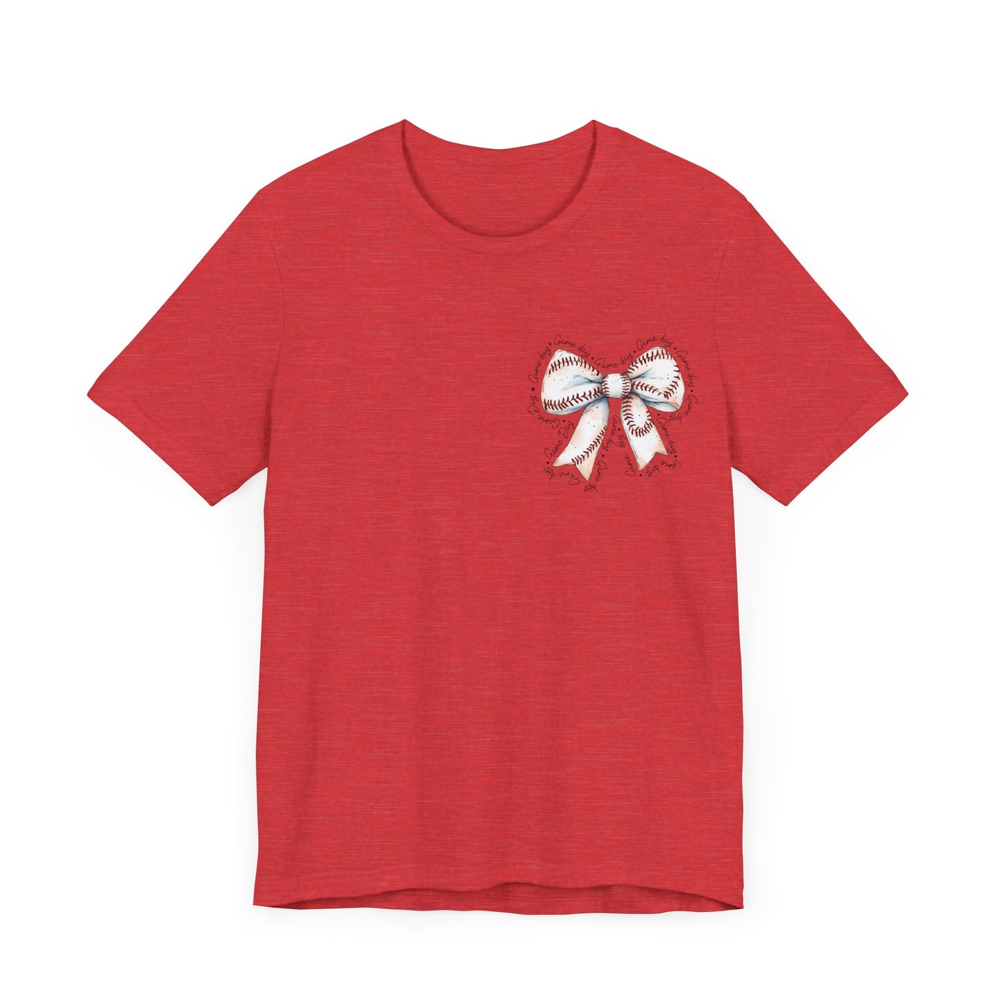 Baseball Game Day Bow Pocket Jersey Short Sleeve Tee