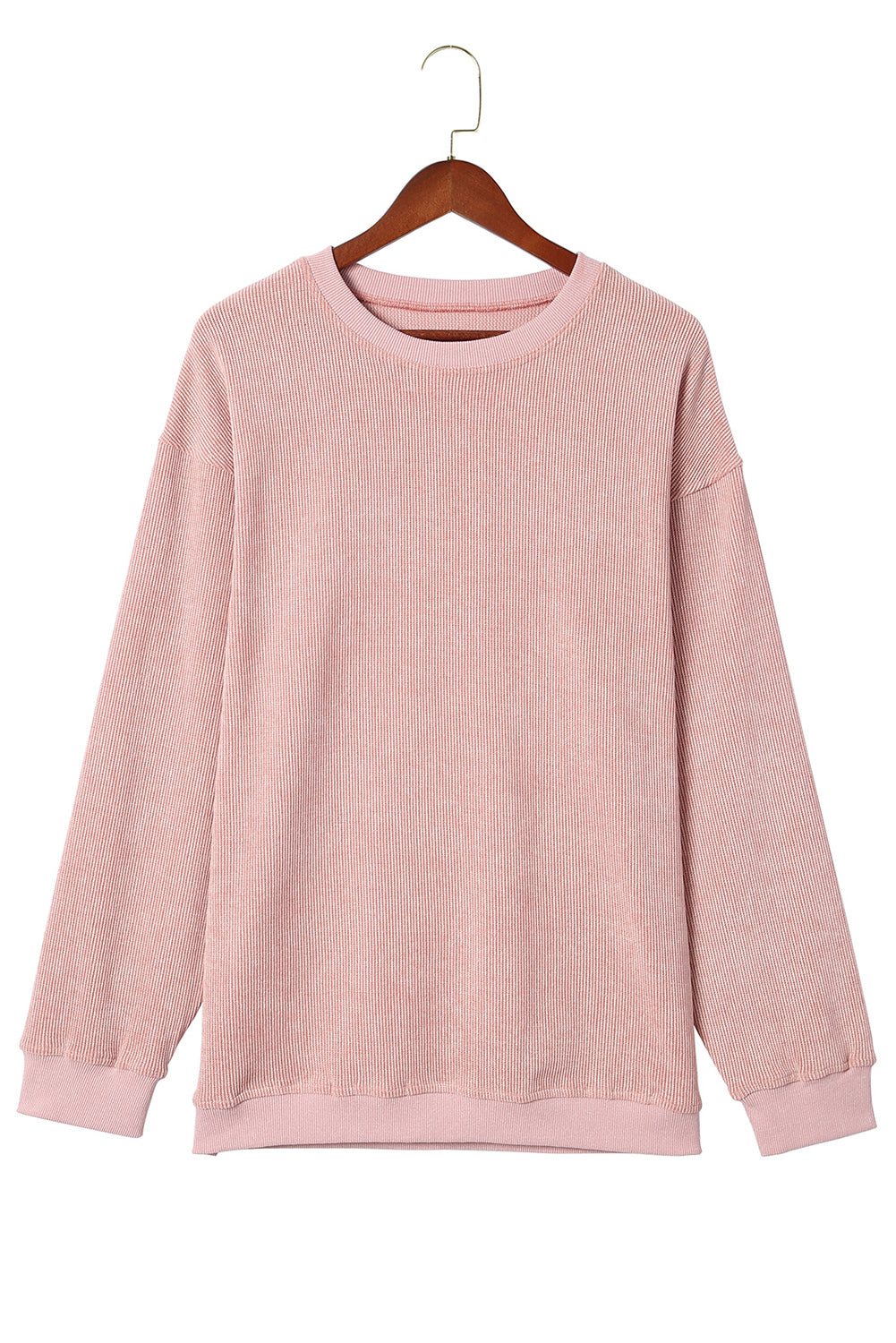 Black Plus Size Corded Round Neck Sweatshirt