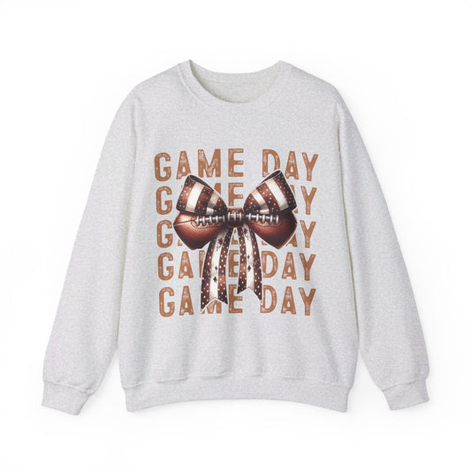 Game Day Football Bow Heavy Blend™ Crewneck Sweatshirt