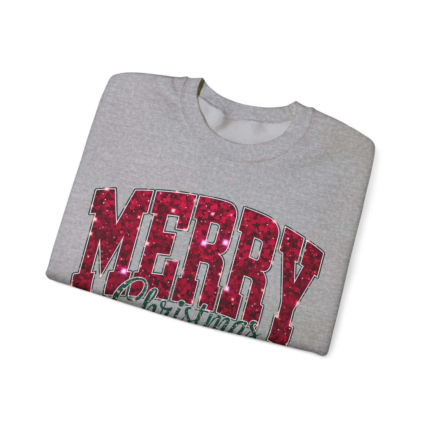 Glittery Merry Christmas Heavy Blend™ Crewneck Sweatshirt
