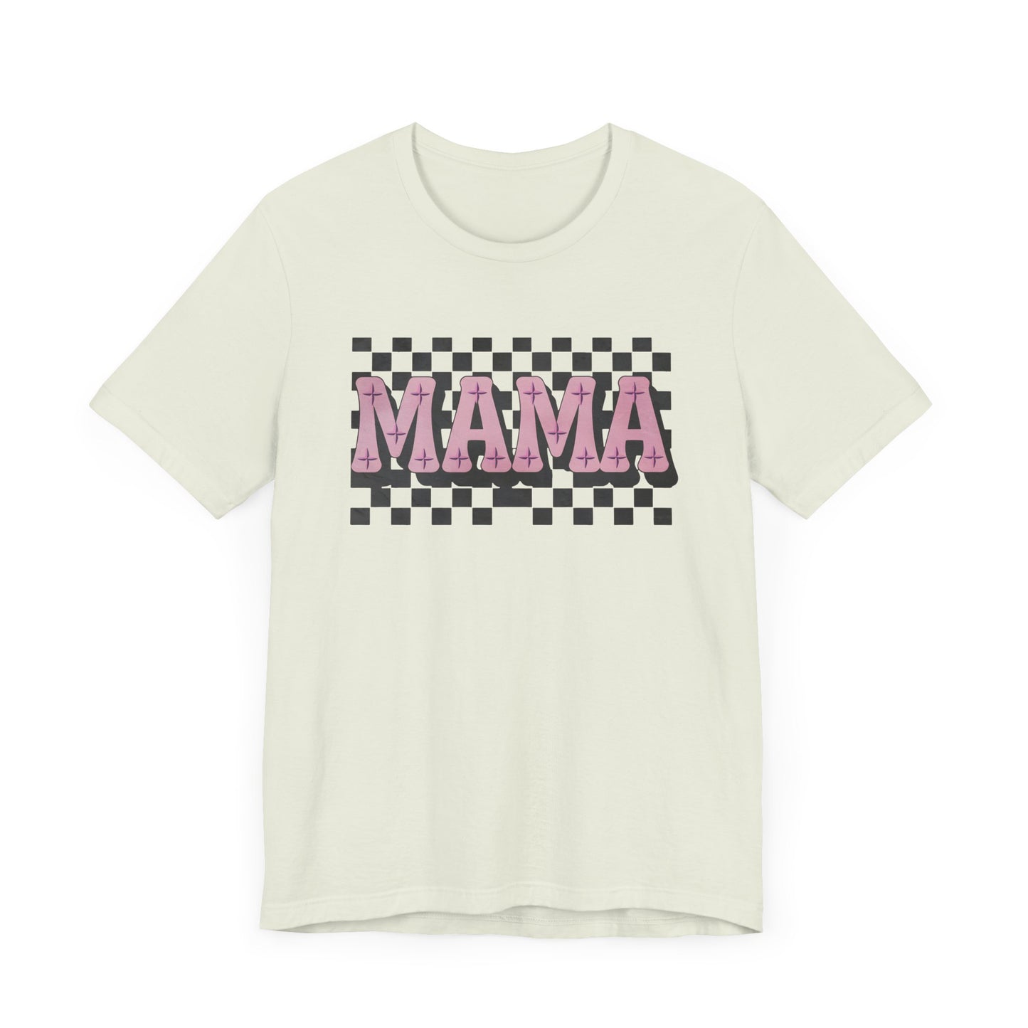 Mama Checkered Background Jersey Short Sleeve Tee