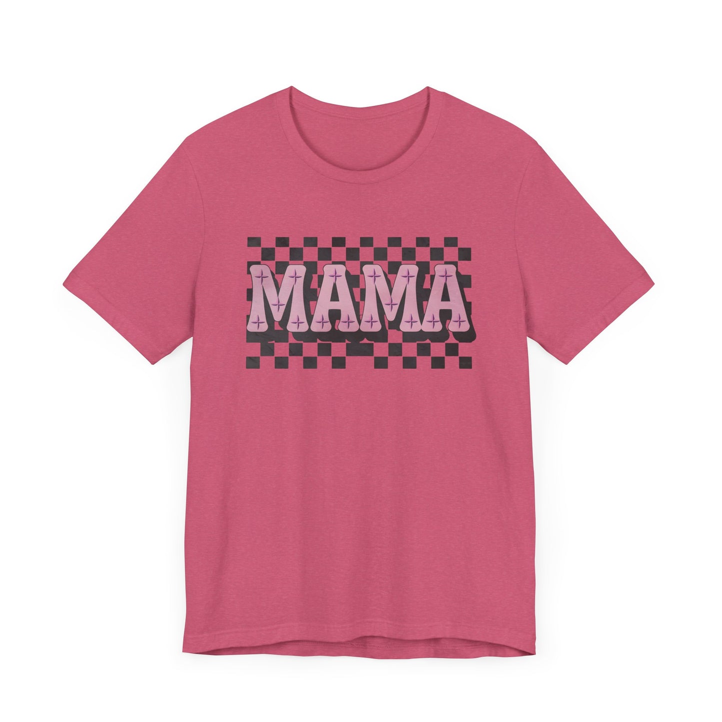 Mama Checkered Background Jersey Short Sleeve Tee