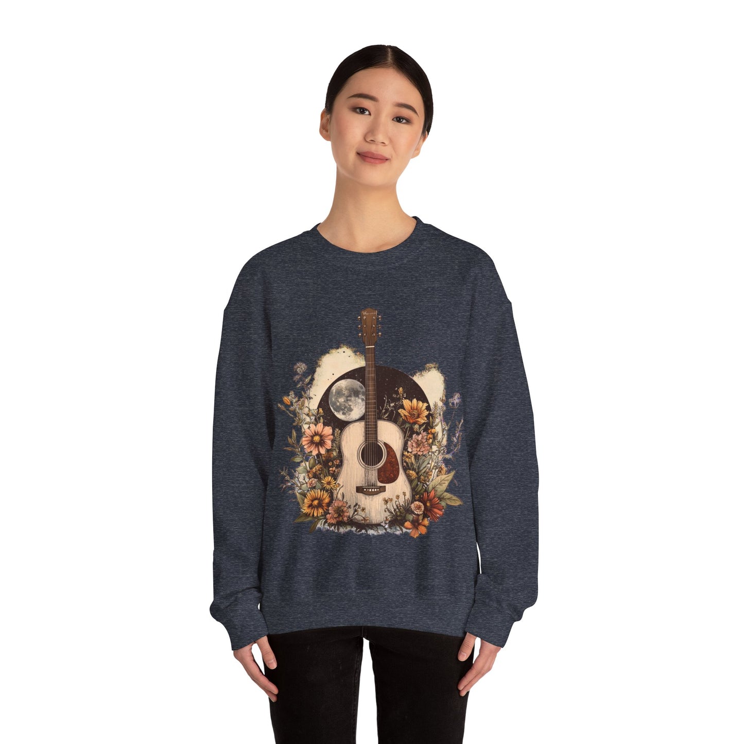 Moon and Guitar  Heavy Blend™ Crewneck Sweatshirt
