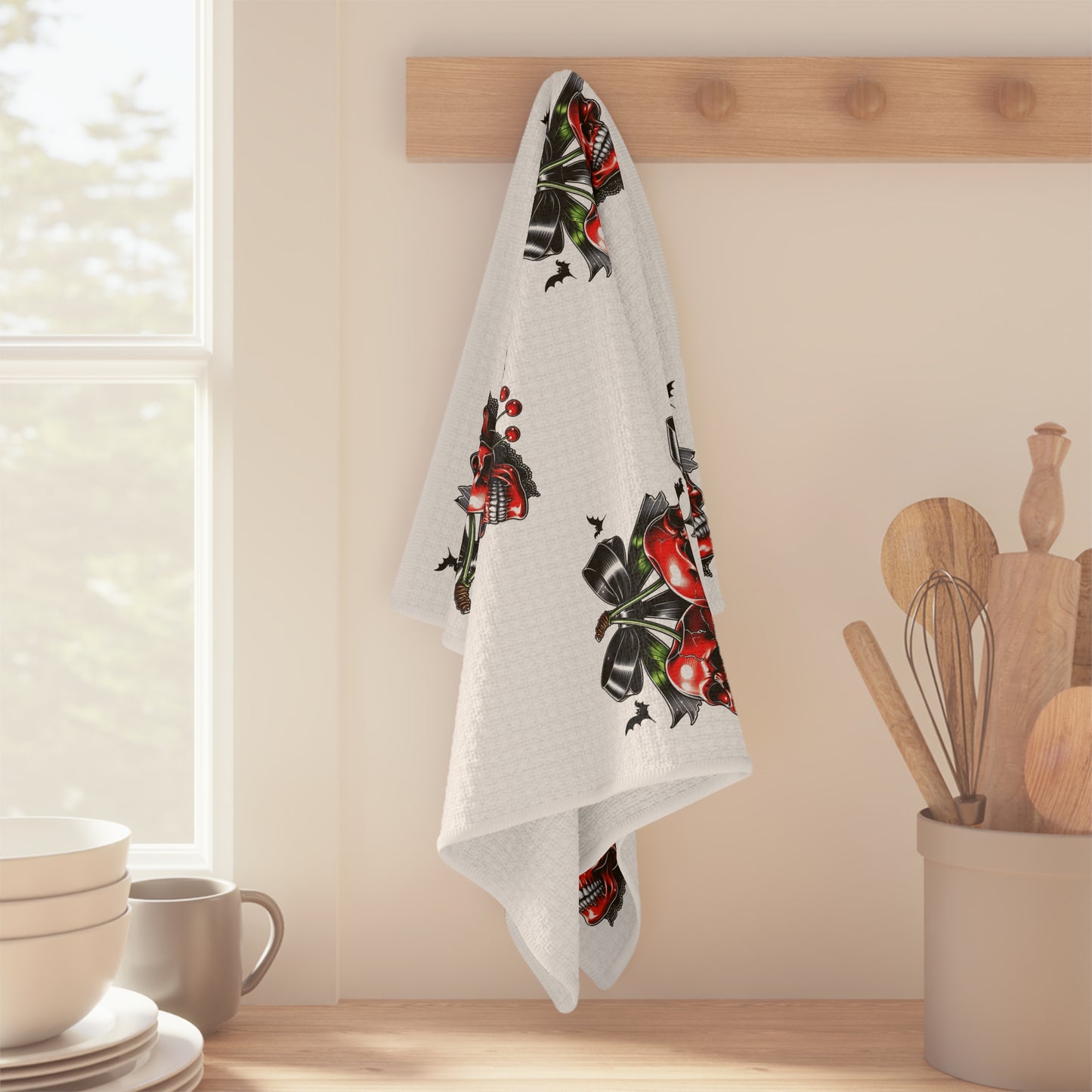 Spooky Cherrys Microfiber Tea Towel