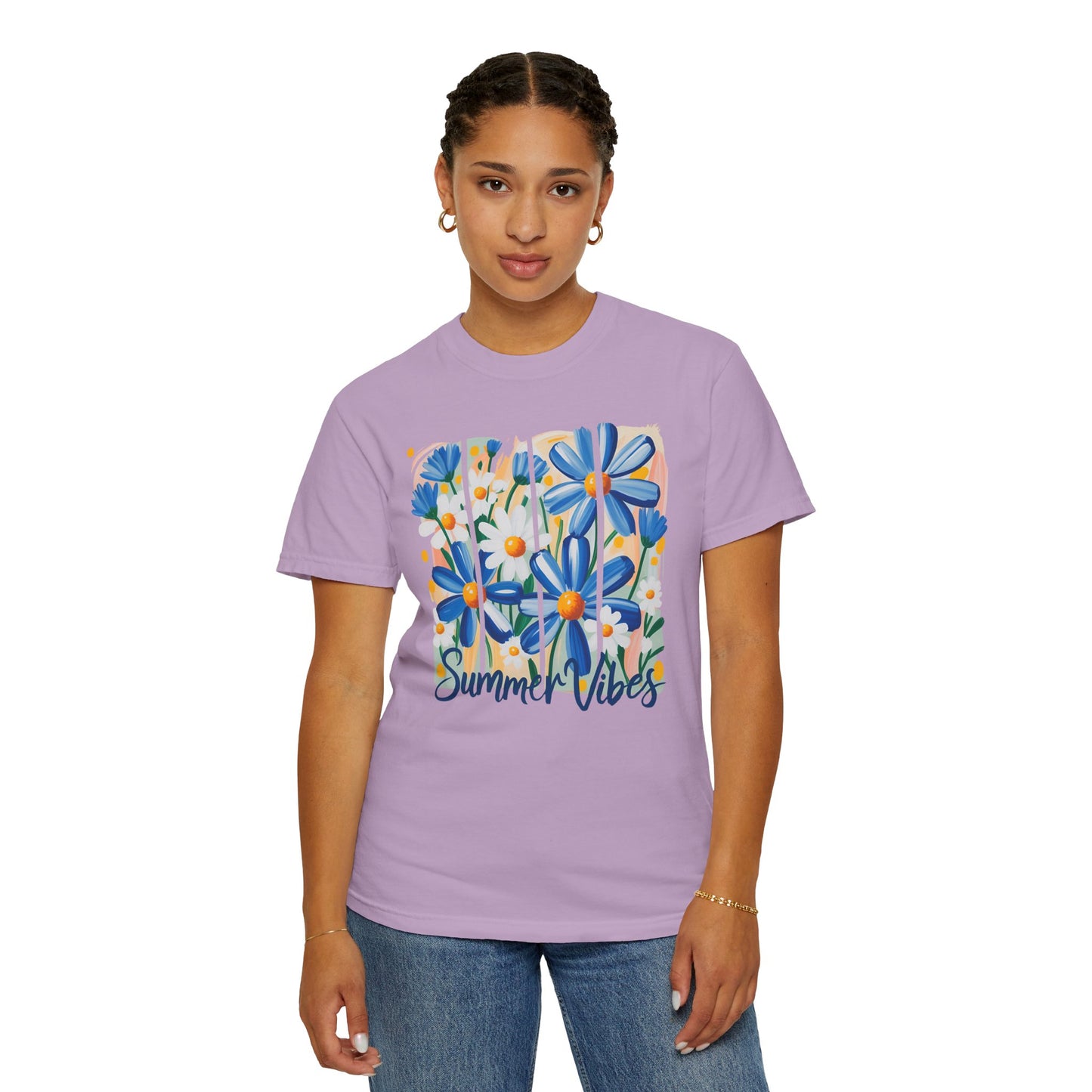 Blue Daisy Summer Vibes Garment-Dyed T-shirt