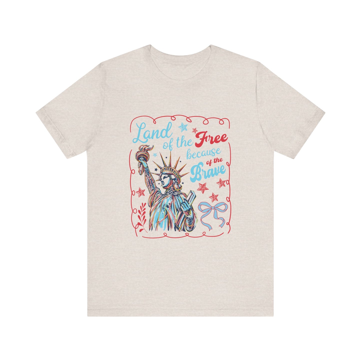 Land of the Free Because of the Brave Jersey Short Sleeve Tee