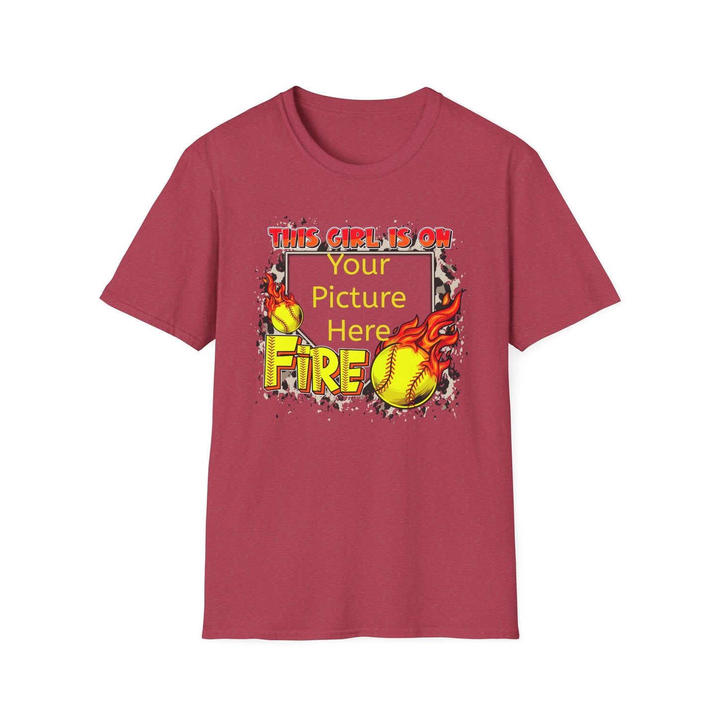 Custom Softball This Girl Is On Fire Softstyle T-Shirt