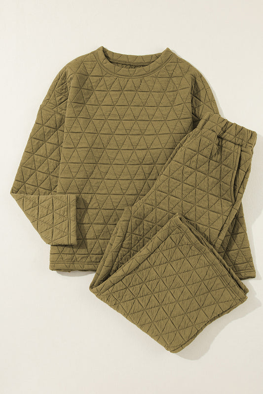 Chestnut Casual Crinkle Quilted Pullover Top