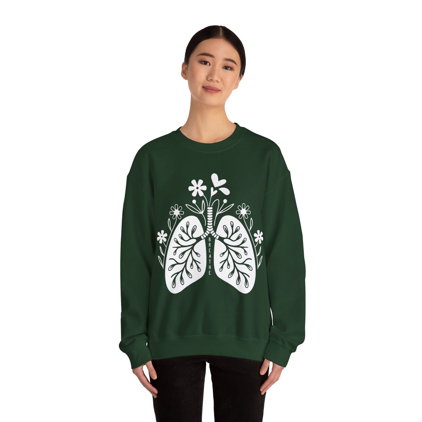 Breathe Floral Lungs Heavy Blend™ Crewneck Sweatshirt