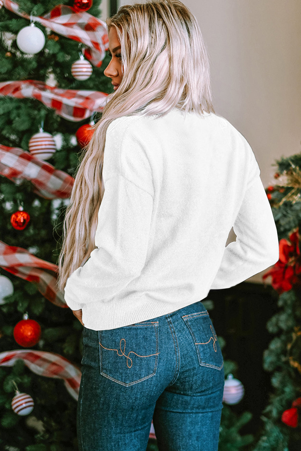 Black XOXO Glitter Print Round Neck Casual Sweater