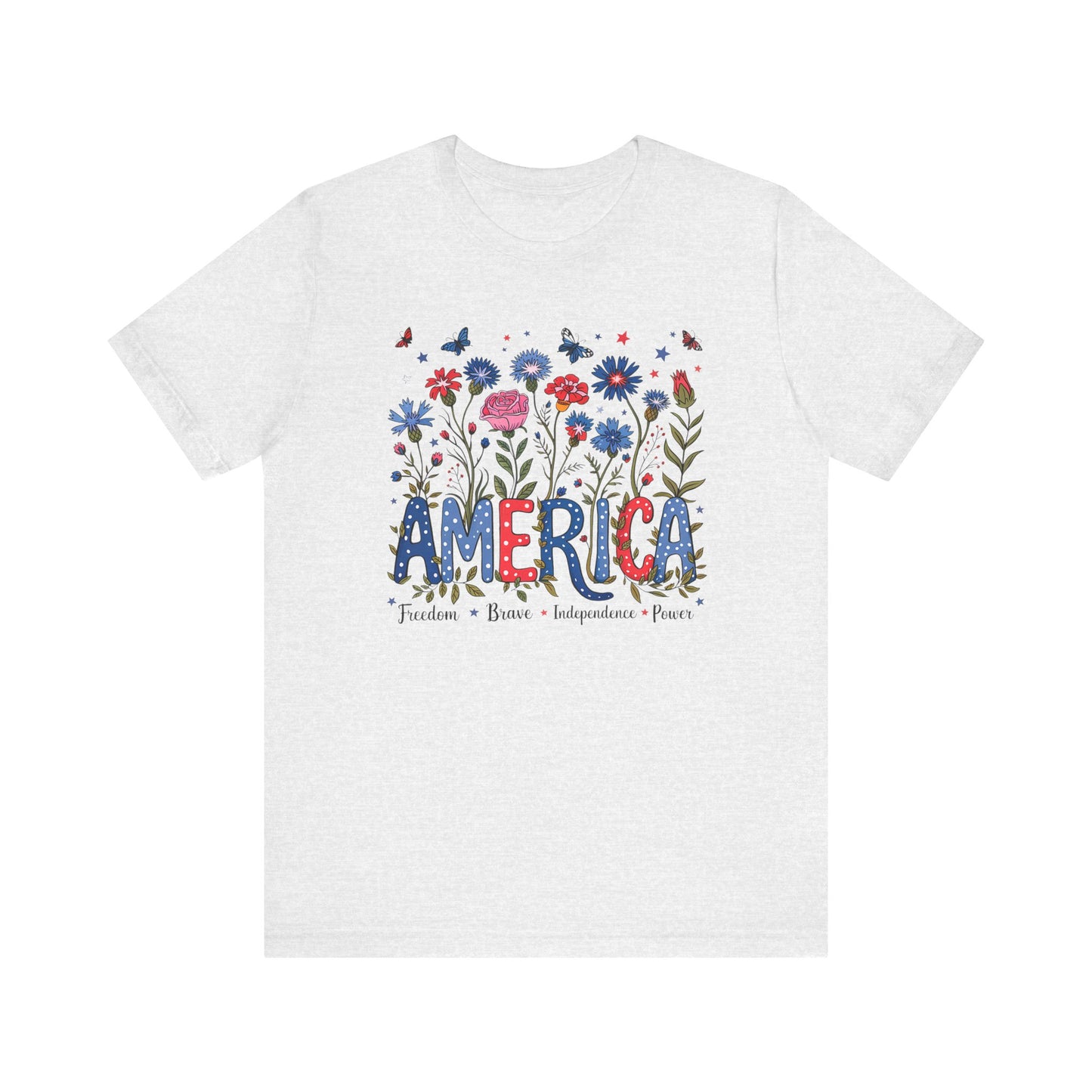 America Flowers Jersey Short Sleeve Tee