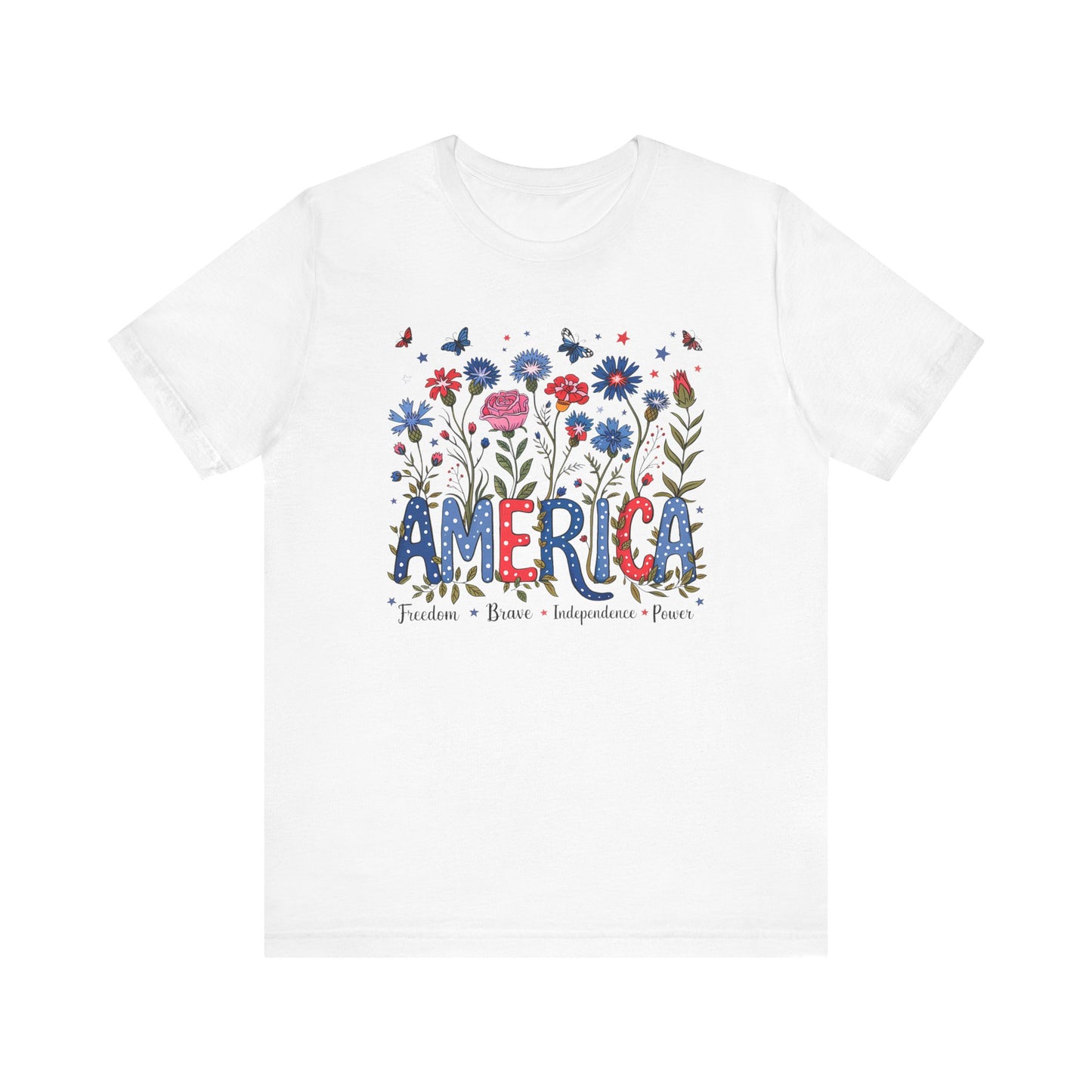 America Flowers Jersey Short Sleeve Tee