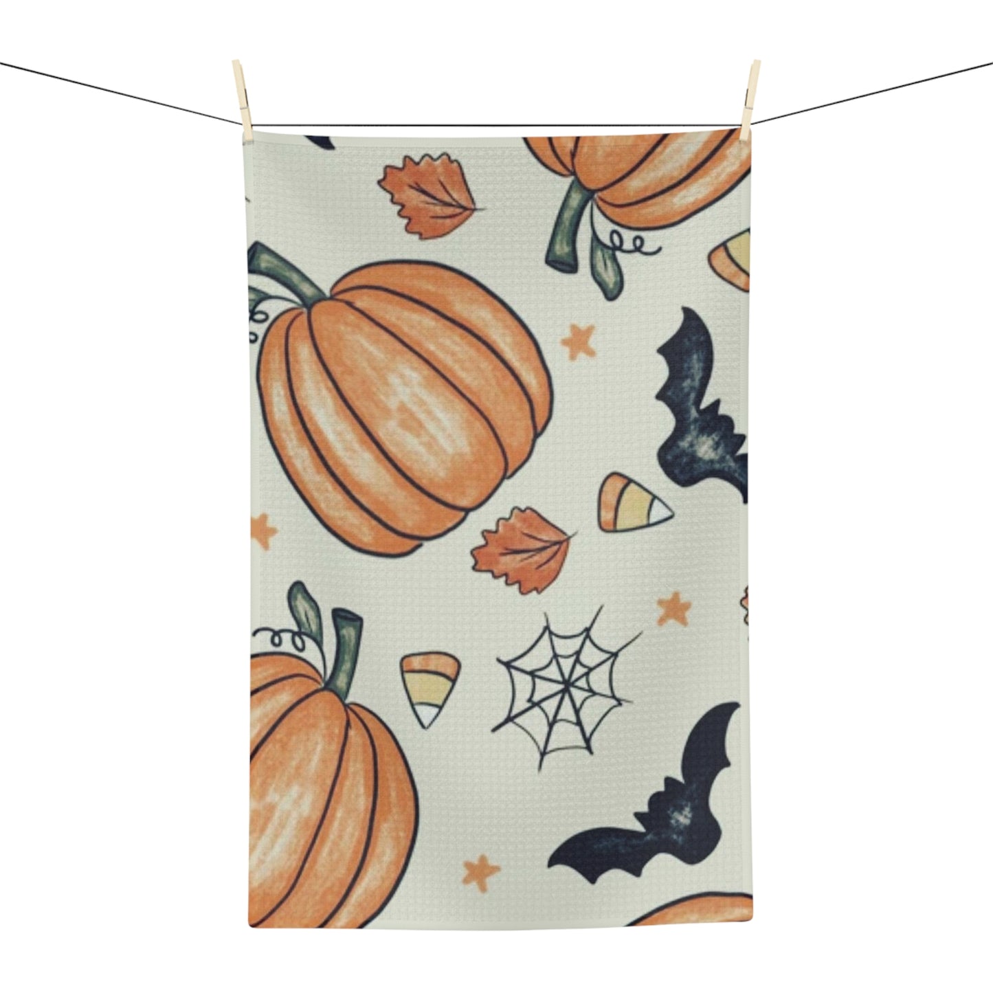 Pumpkins and Bats Soft Tea Towel