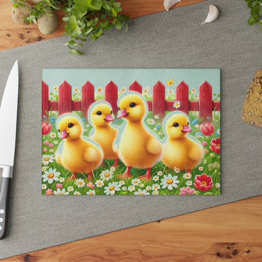 Little Ducks Glass Cutting Board