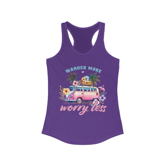 Wander More Worry Less Women's Ideal Racerback Tank