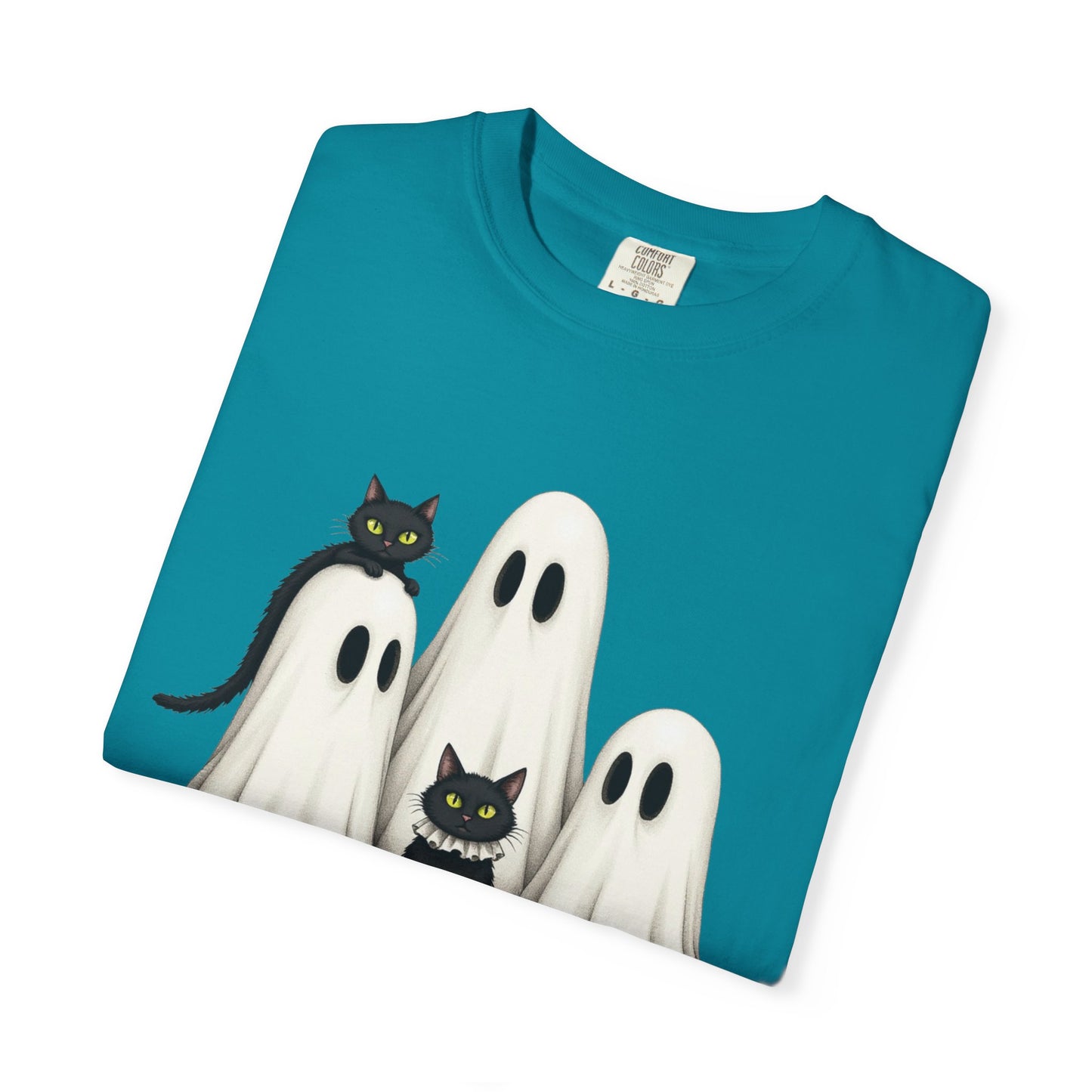 Black Cat and Ghosts  Garment-Dyed T-shirt