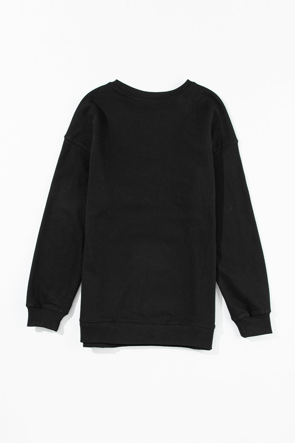 Black XOXO Glitter Print Round Neck Casual Sweater
