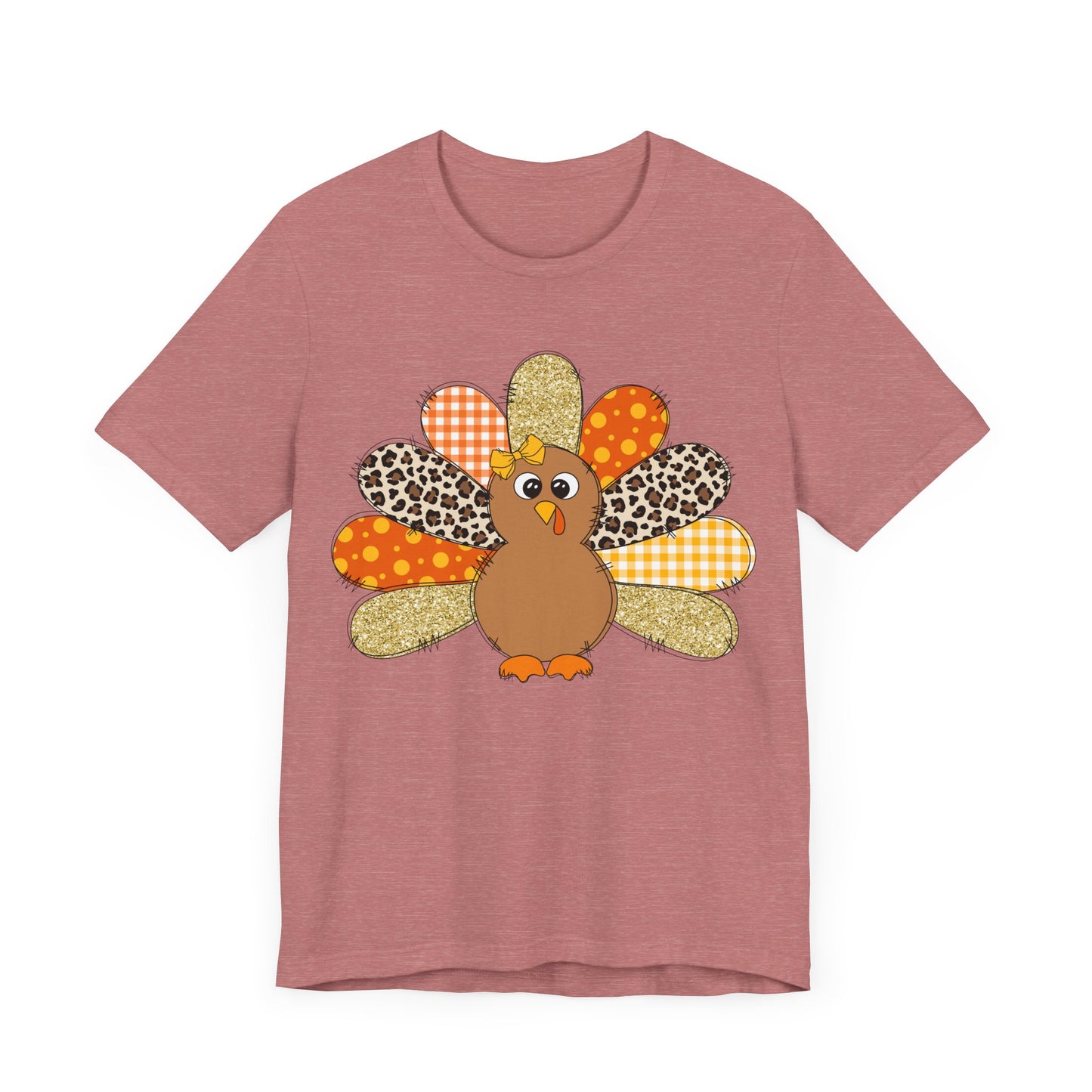 Cute Thanksgiving Turkey Jersey Short Sleeve Tee