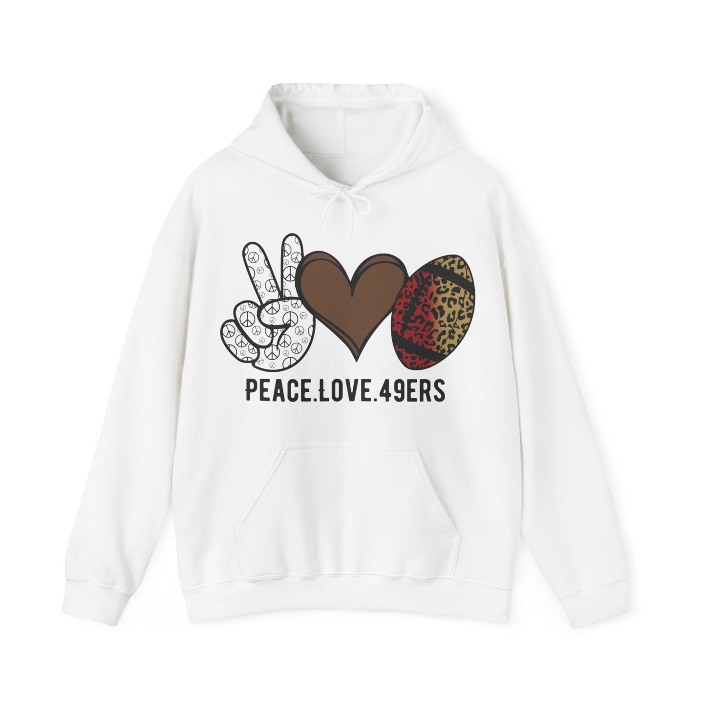 Peace Love 49ers Heavy Blend™ Hooded Sweatshirt