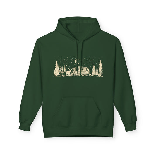 Camping Night Scene Midweight Softstyle Fleece Hoodie
