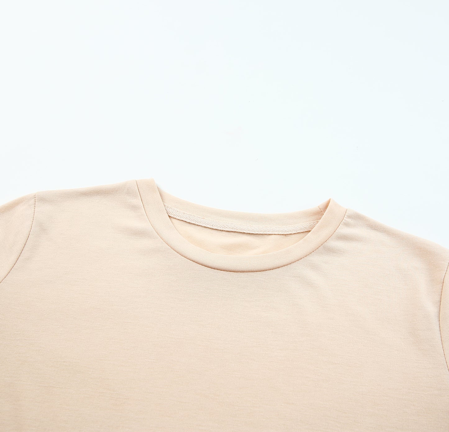 White Round Neck Rolled Sleeve Plus Size T-shirt