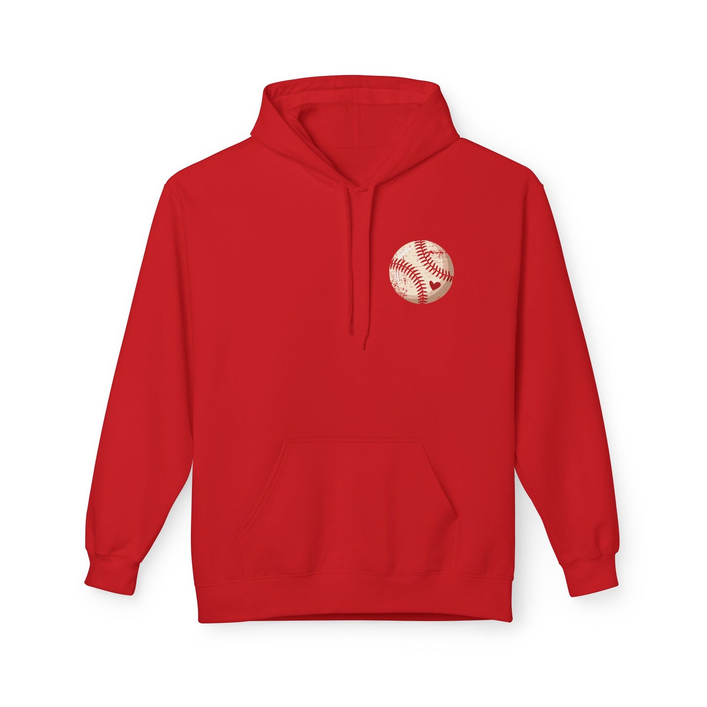 Distressed Baseball Heart Pocket Midweight Softstyle Fleece Hoodie