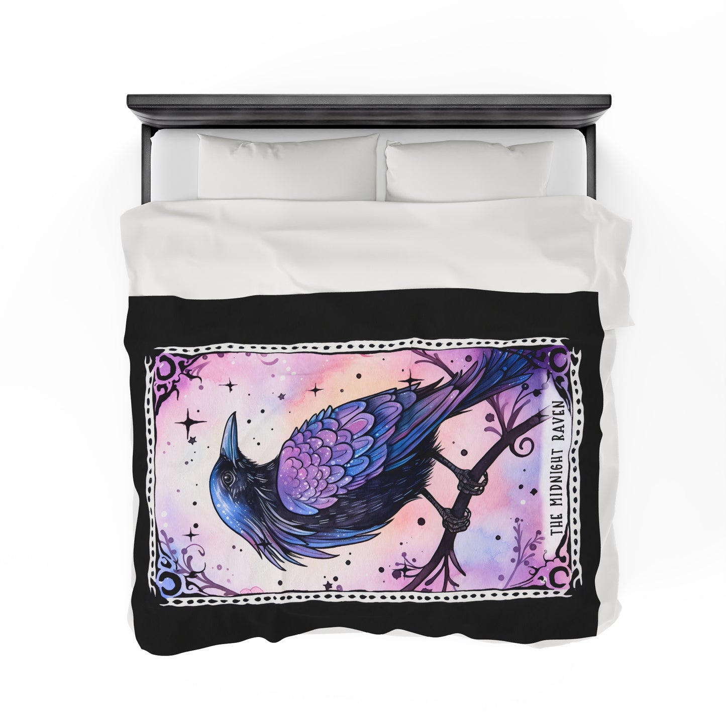 The Midnight Raven Tarot Card Velveteen Plush Blanket