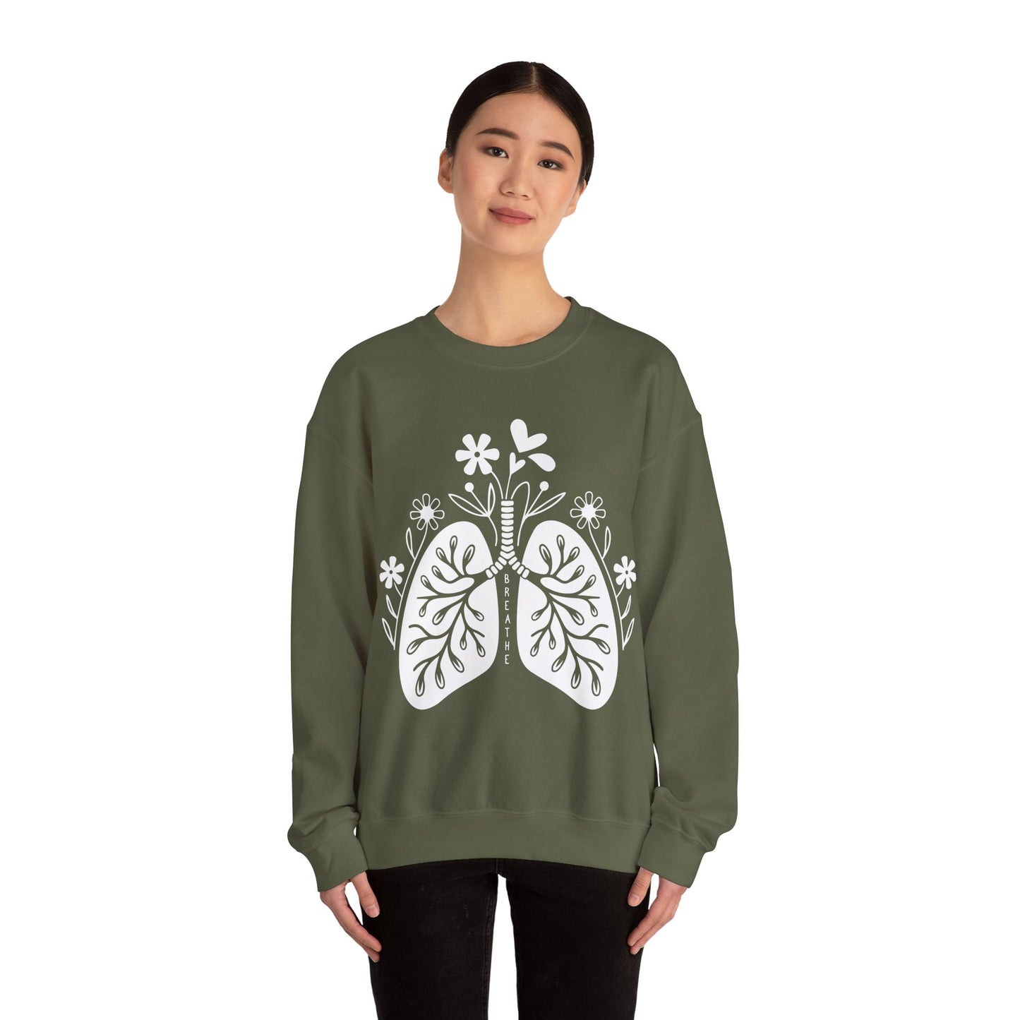 Breathe Floral Lungs Heavy Blend™ Crewneck Sweatshirt