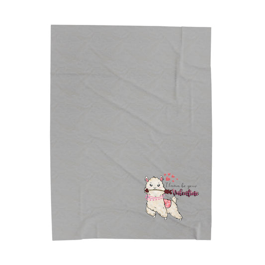 Llama Be Your Valentine Velveteen Plush Blanket