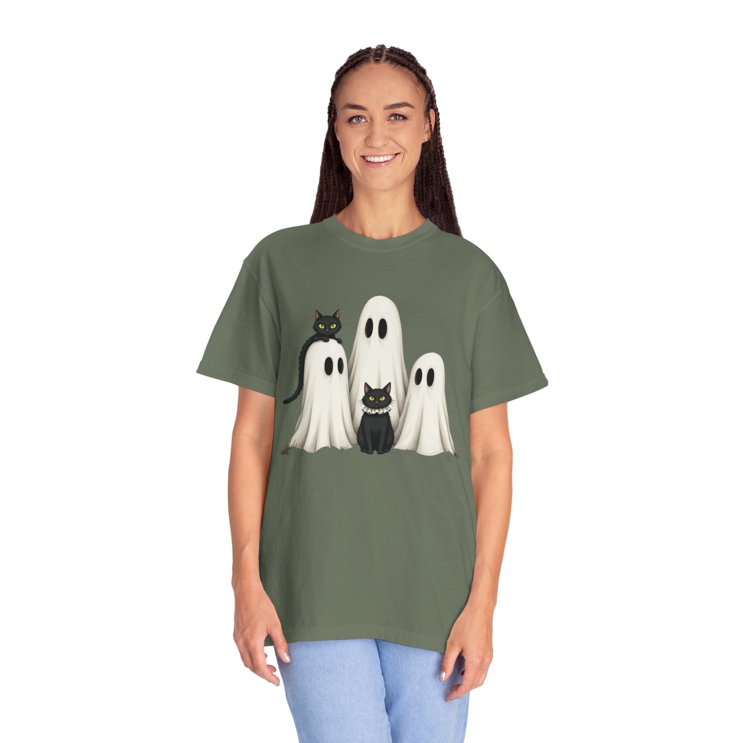 Black Cat and Ghosts  Garment-Dyed T-shirt