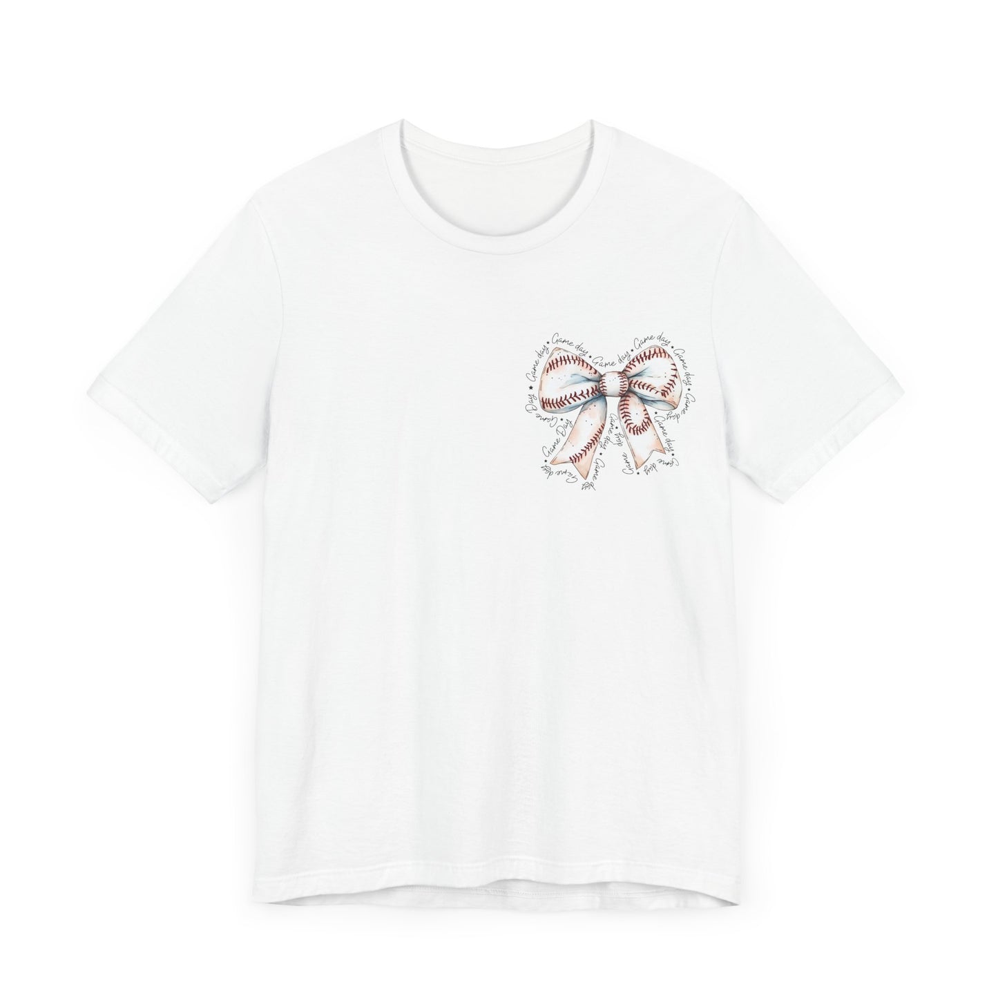 Baseball Game Day Bow Pocket Jersey Short Sleeve Tee