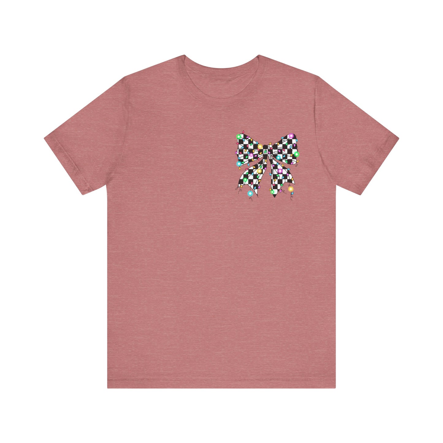 Checkered Lighted Bow Jersey Short Sleeve Tee