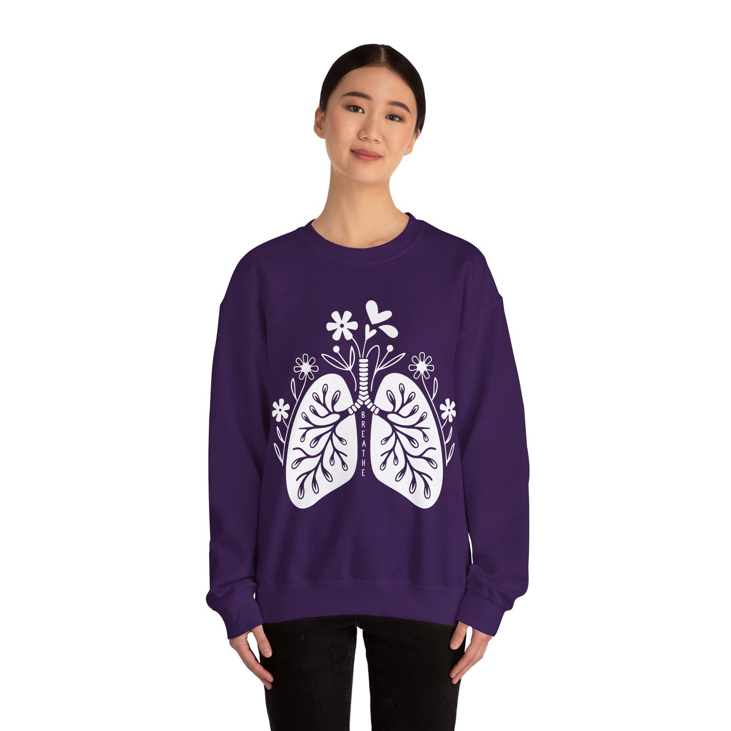 Breathe Floral Lungs Heavy Blend™ Crewneck Sweatshirt