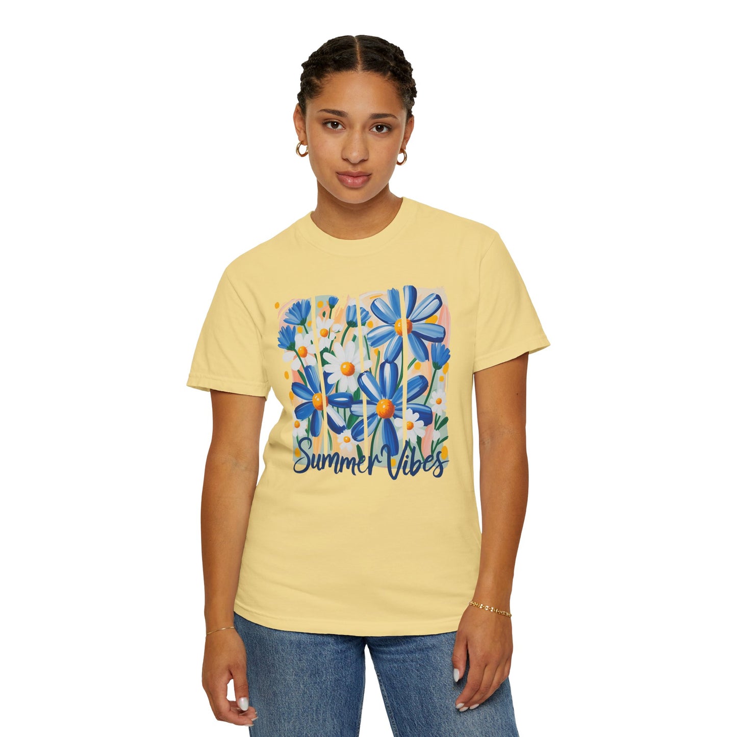 Blue Daisy Summer Vibes Garment-Dyed T-shirt