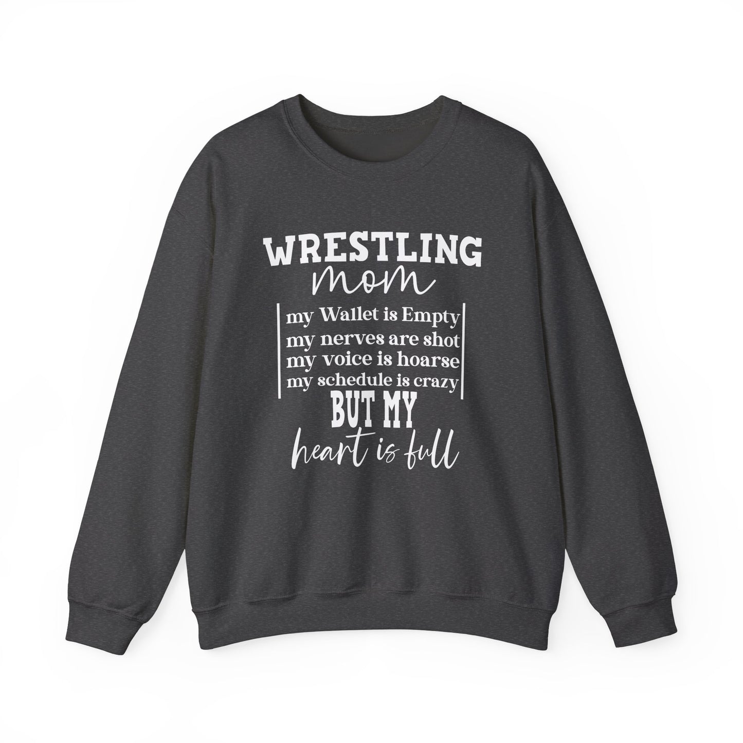 Wrestling Mom Heart Is Full Heavy Blend™ Crewneck Sweatshirt