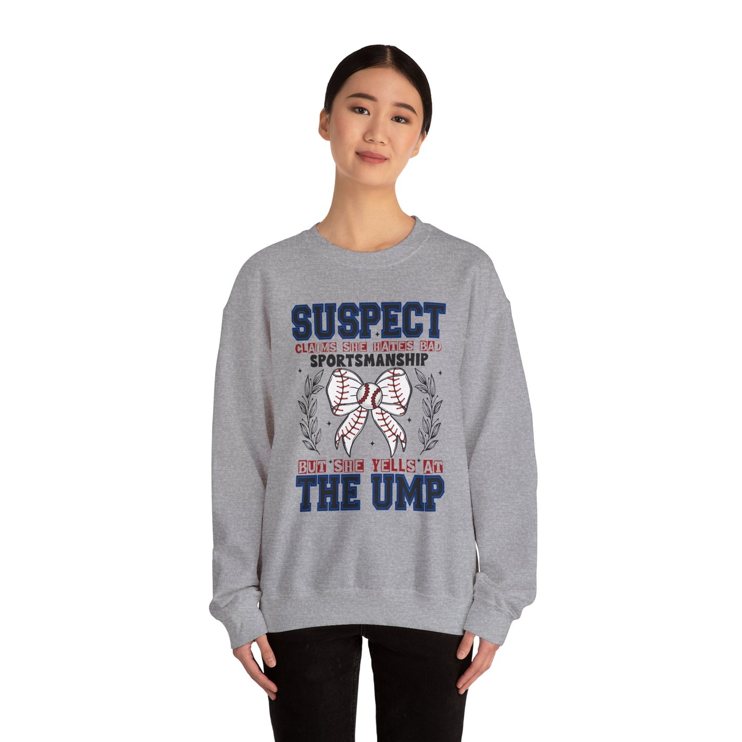 But She Yells At The Ump Heavy Blend™ Crewneck Sweatshirt
