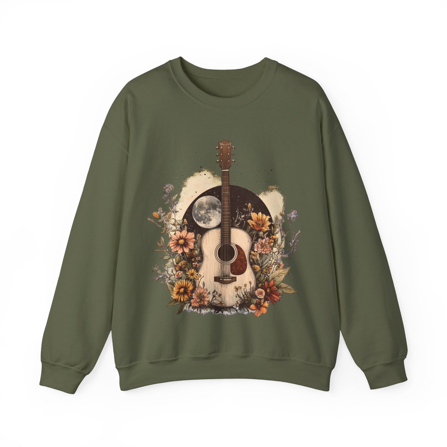 Moon and Guitar  Heavy Blend™ Crewneck Sweatshirt
